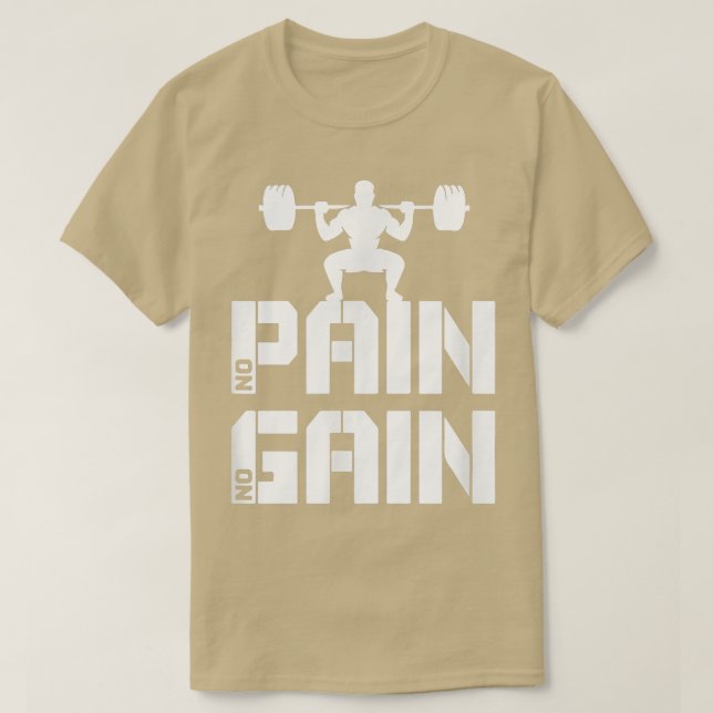 Camiseta Sem Dor Sem Ganho Motivação de Gym Quadrado para P (Frente do Design)