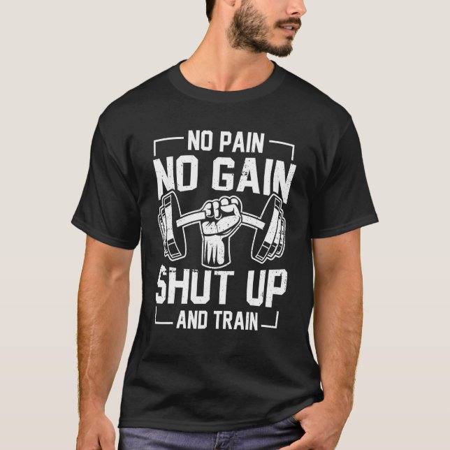 Camiseta Sem Dor Sem Ganho Pesando Fecho Motivat (Frente)