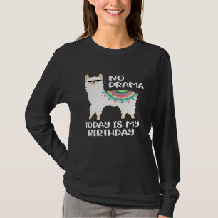 Camiseta Sem Drama Hoje É Meu Aniversário Lhamas Fofo