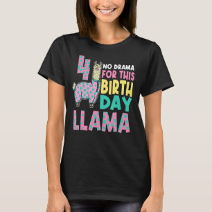 Camiseta Sem Drama Para Este Aniversário Llama 4 Festa De D