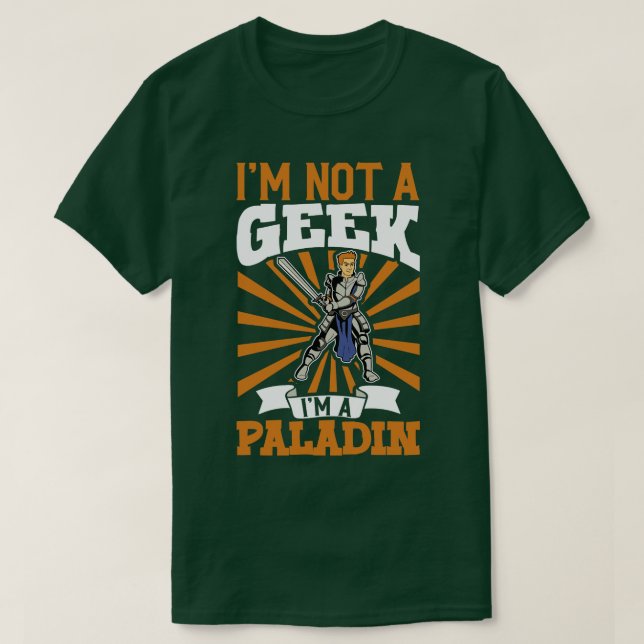 Camiseta Sem geek D20 Roleplay Character Paladin (Frente do Design)
