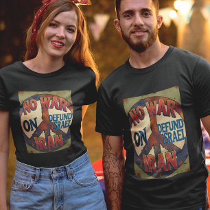 Camiseta Sem Guerra no Irã Solidariedade Anti-Guerra Vintag