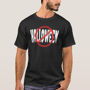 Camiseta Sem Halloween Riscado Círculo Vermelho Texto Branc
