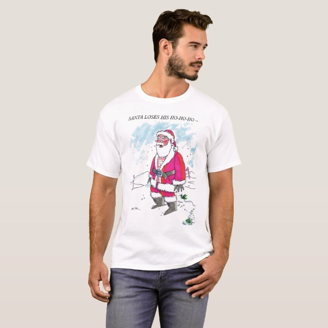 Camiseta Sem Ho-Ho-Ho com T-shirt branca masculina (Frente Completa)