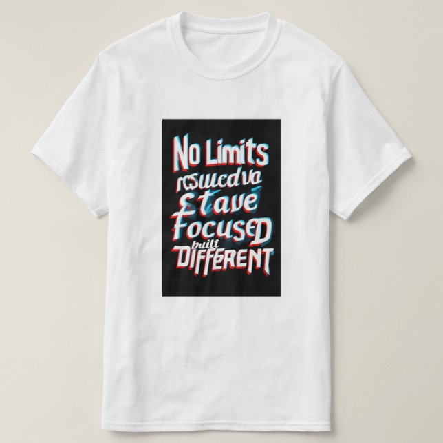Camiseta "Sem Limites - Tee de Tipografia Motivacional 3D" (Frente do Design)