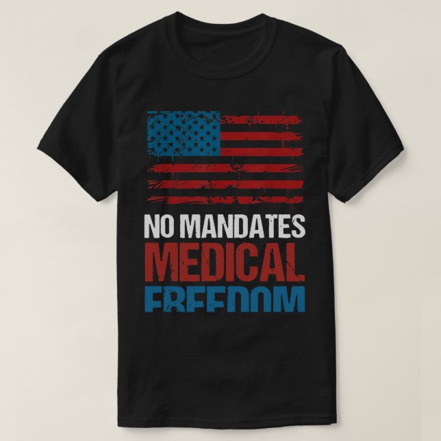 CAMISETA SEM MANDATOS DE BANDEIRA AMERICANA LIBERDADE MÉDIC (Frente do Design)