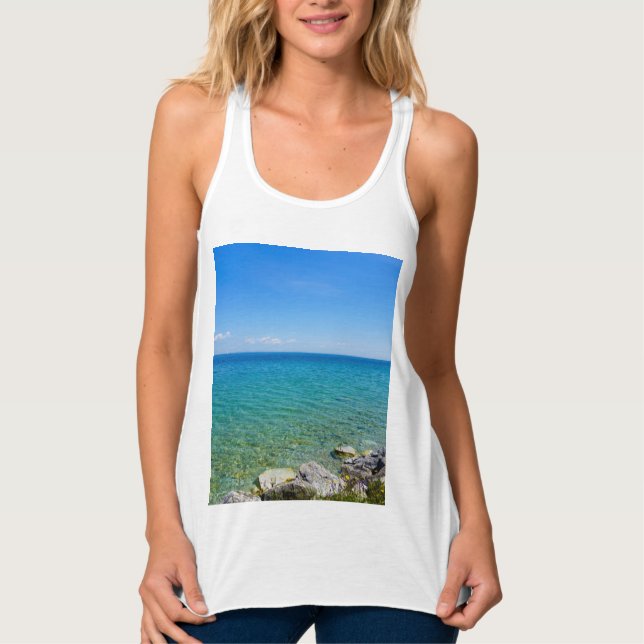 Camiseta sem Mangas Belas Cores do Lago Huron (Frente)