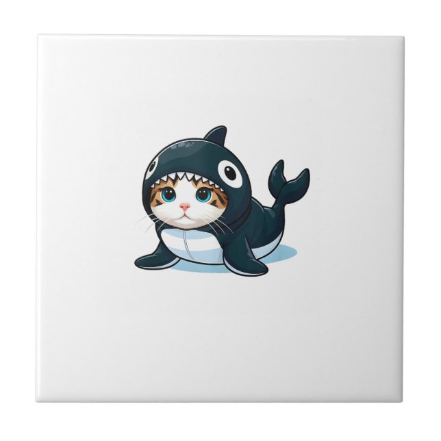 Camiseta sem Mangas de Gato com Fantasia de Orca (Frente)