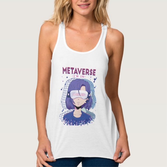 Camiseta sem mangas de menina de anime óculos de r (Frente)