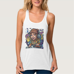 Camiseta sem Mangas Feminina Estética de DJ