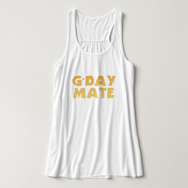 Camiseta sem Mangas G'Day Mate (Frente do Design)