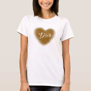 Camiseta sem Mangas Glamour Coração DIVA Brilho Do