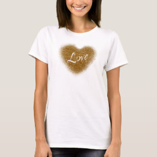 Camiseta sem Mangas Glamour Coração LOVE Brilho Do