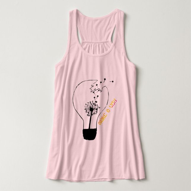 Camiseta sem Mangas Make a Wish Flores de Dente-de (Frente do Design)