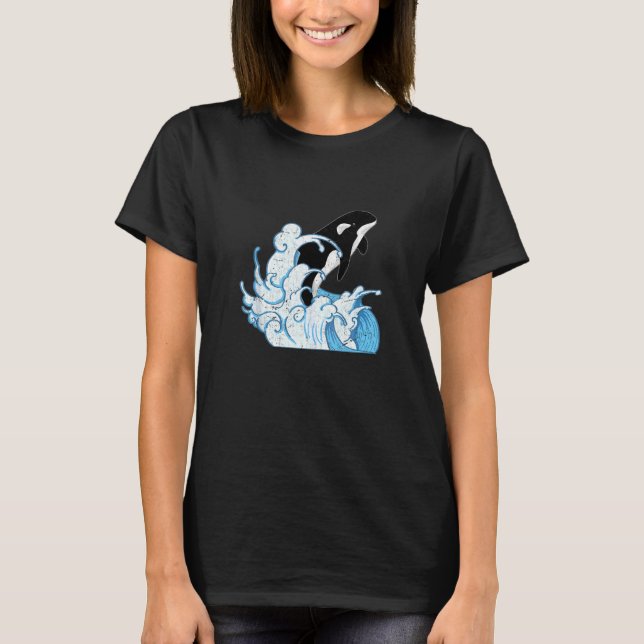 Camiseta sem Mangas Oceano Orca Animais Ondas Bale (Frente)