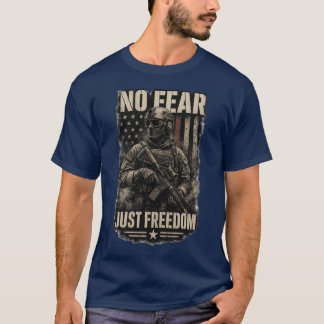 Camiseta Sem Medo, Apenas Liberdade Soldado Americano Milit
