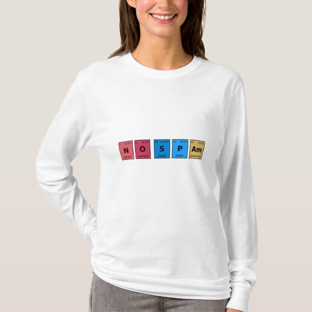 Camiseta Sem Mesa periódica de spam (Frente)