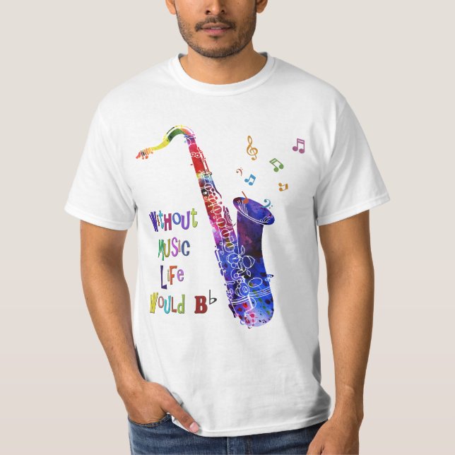 Camiseta Sem música, a vida seria plana | Sax T Shirts (Frente)