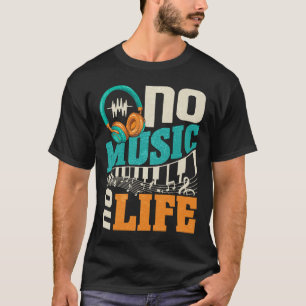 Camiseta Sem música sem vida com Fones de ouvido musicais p