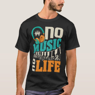 Camiseta Sem música sem vida com Fones de ouvido musicais p