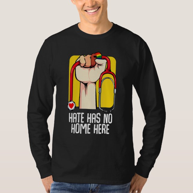 Camiseta Sem Ódio Gay Lésbica Bi Homossexual Enfermeira Méd (Frente)