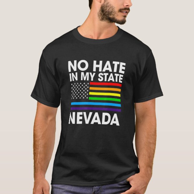 Camiseta Sem Ódio No Meu Estado Lgbt Nevada Pride Nv Gay Le (Frente)