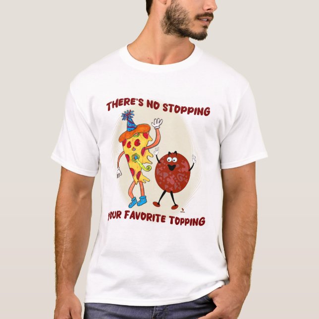Camiseta Sem Parar esse Toon de Pizza de Topping (Frente)