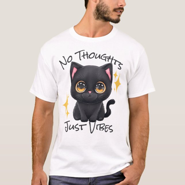 Camiseta Sem Pensamentos Apenas Vibes - Preto (Frente)
