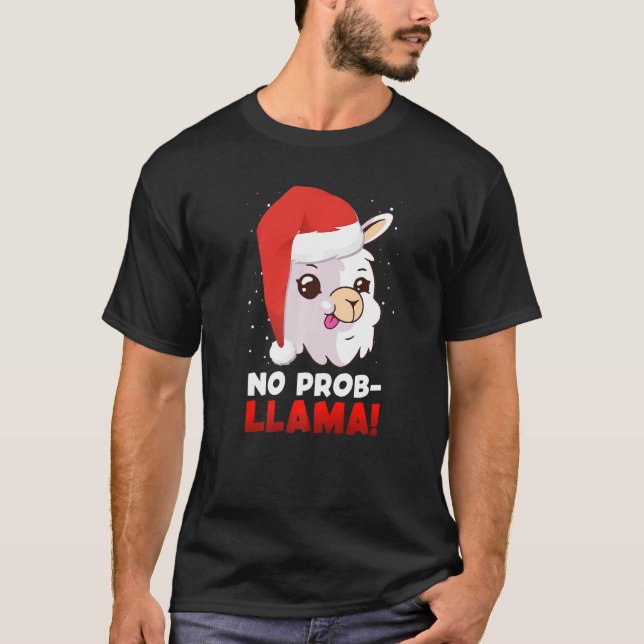 Camiseta Sem Prob Lama Lampa Alpaca Natal Papai Noel (Frente)