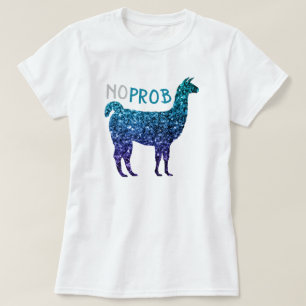 Camiseta Sem Prob Llama Aqua Blue ombre Sparkles