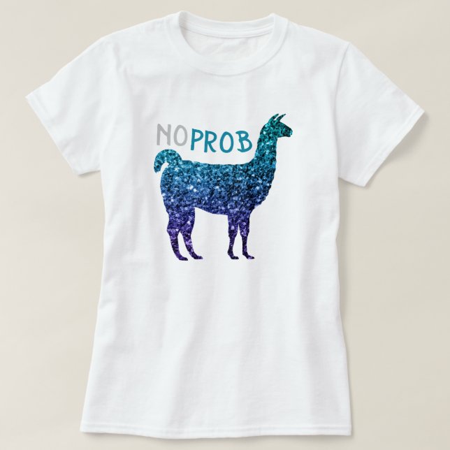 Camiseta Sem Prob Llama Aqua Blue ombre Sparkles (Frente do Design)