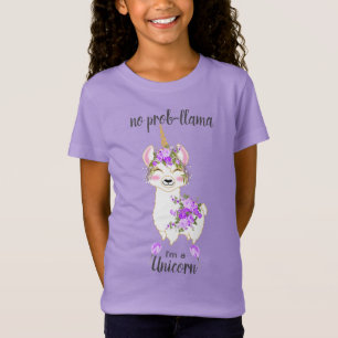 Camiseta Sem Prob-Llama - Sou um Unicórnio - Purple Floral