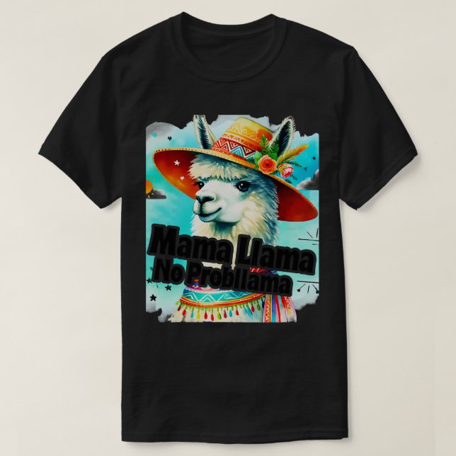 Camiseta Sem ProbLama Mãe Sem Problema Llama Engraçado (Frente do Design)
