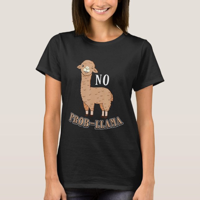 Camiseta Sem problema Llama Alpaca Piscar os olhos (Frente)