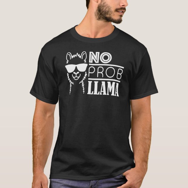Camiseta Sem problema Llama Fazenda engraçada Óculos de sol (Frente)