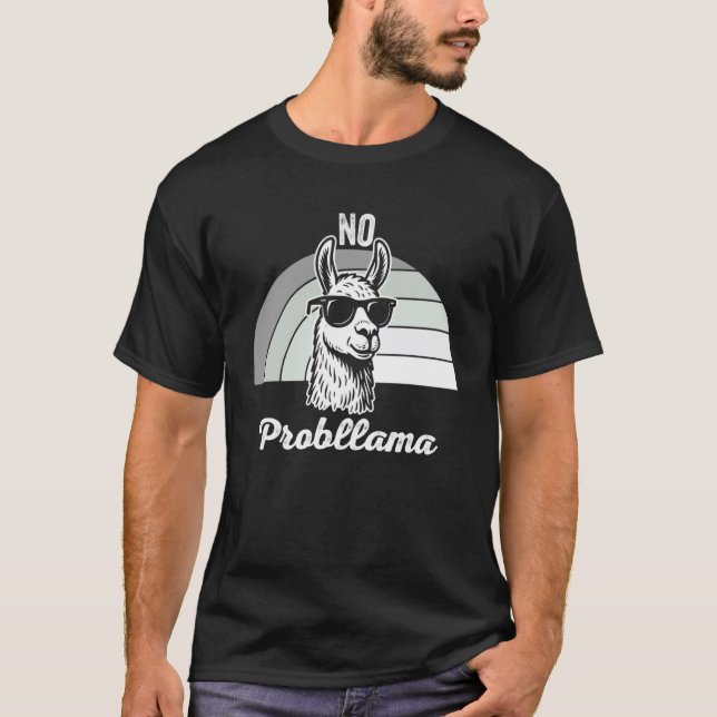 Camiseta Sem Problema Piada de Óculos de Sol de Lhama Engra (Frente)