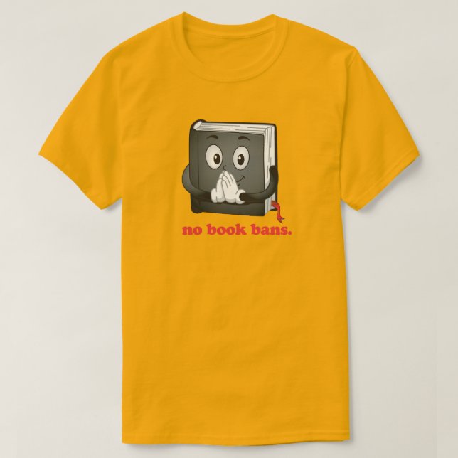 Camiseta Sem proibições de livros, por favor (Frente do Design)