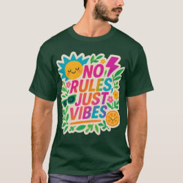 Camiseta Sem Regras Apenas Vibes - Gradiente Neon Kawaii-Pu