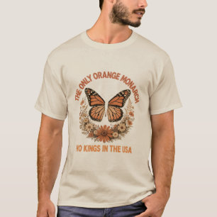 Camiseta “Sem Reis nos EUA” Arte de Borboleta Política