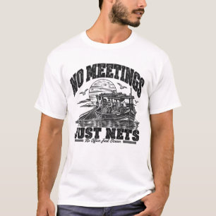 Camiseta Sem Reuniões, Apenas Redes Black Ink