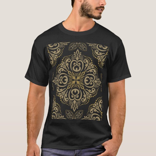 Camiseta Sem soldadura, vintagem, design botânico. (Frente)