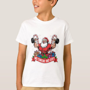 Camiseta Sem suor sem presente Papai Noel levantando halter