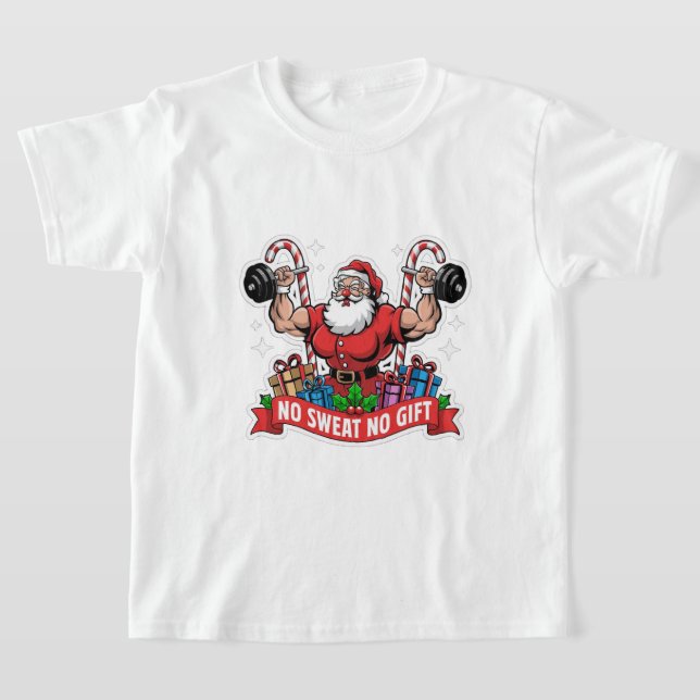 Camiseta Sem suor sem presente Papai Noel levantando halter (Postura )