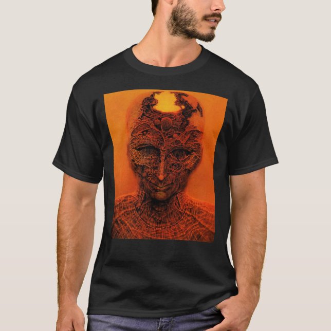 Camiseta Sem título (por trás da pele) por Zdzisław Beksińs (Frente)