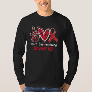 Camiseta Semana da Fita Vermelha Conscientização Use Vermel