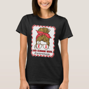 Camiseta Semana de Consciência da Fita Vermelha Mês Cabelo 