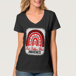 Camiseta Semana de Conscientização da Fita Vermelha Leopard