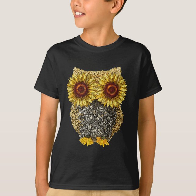 Camiseta Sementes de girassol de coroa branca Hippie girass (Frente)