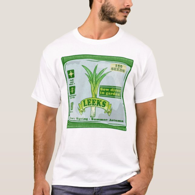 Camiseta Sementes De Leek Cultivando Vegetais (Frente)