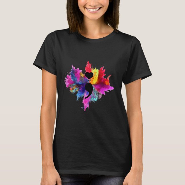 Camiseta Semicolon em Forma de Coração na Prevenção do Suic (Frente)